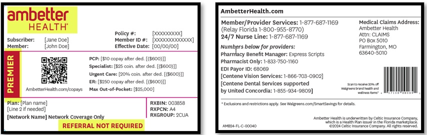 Ambetter Health Premier Member ID Card (Core)