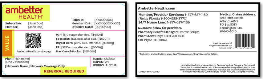 Ambetter Health Value Member ID Card