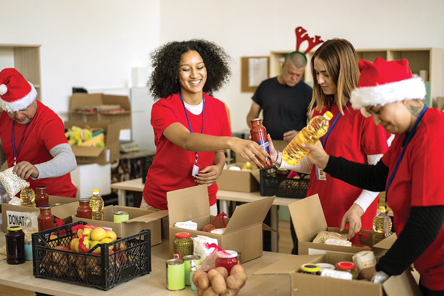 Volunteers at holiday donation site