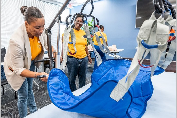 Women training for jobs in medical field. through Sunshine Health Works program.